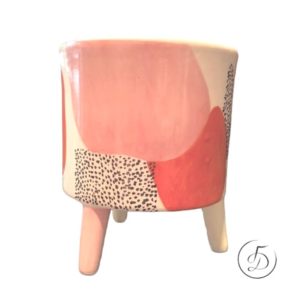 Modern Pink and Orange Footed Planter